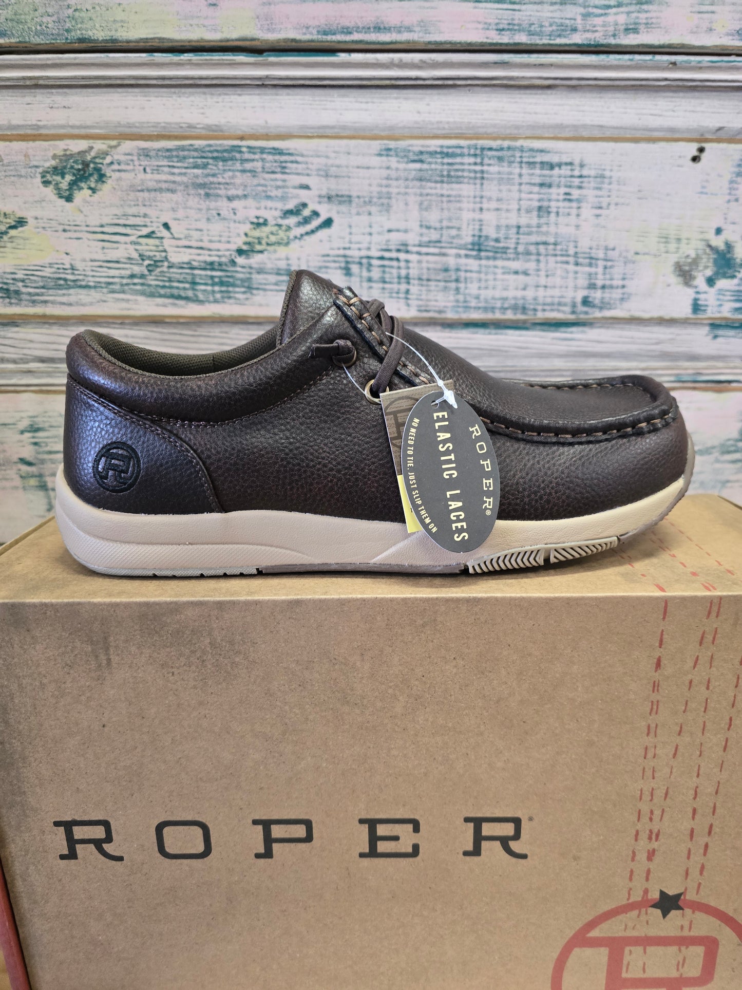 NEW Men's Tumbled Brown Shoe Elastic Laced