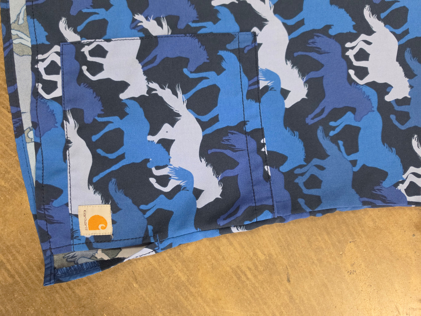 Ladies Horse Print (Blue) Scrub Top