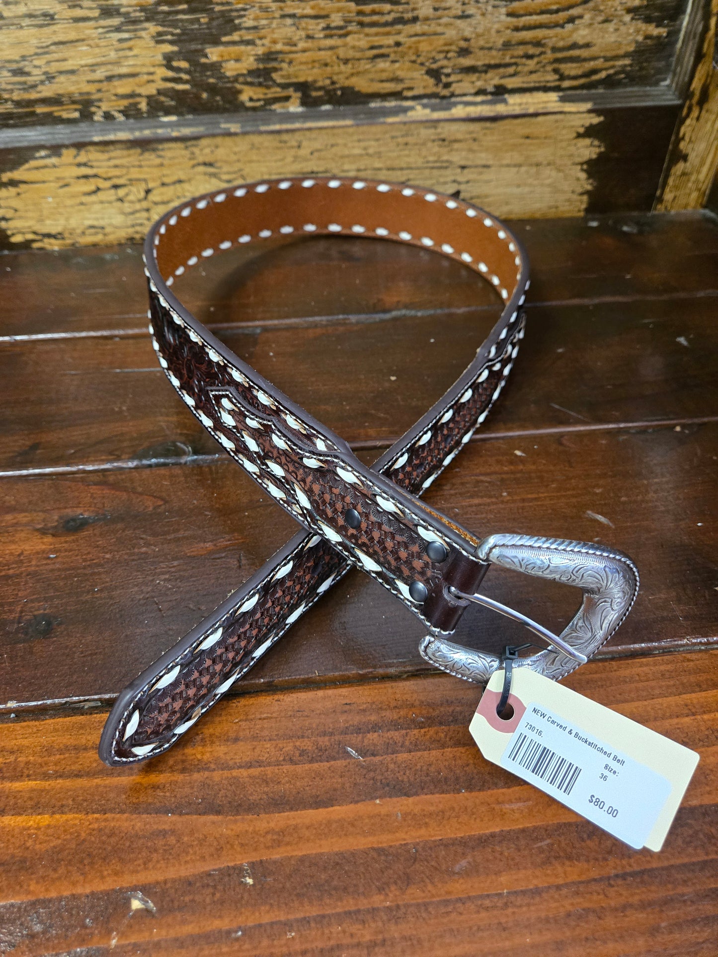 NEW Carved & Buckstitched Belt