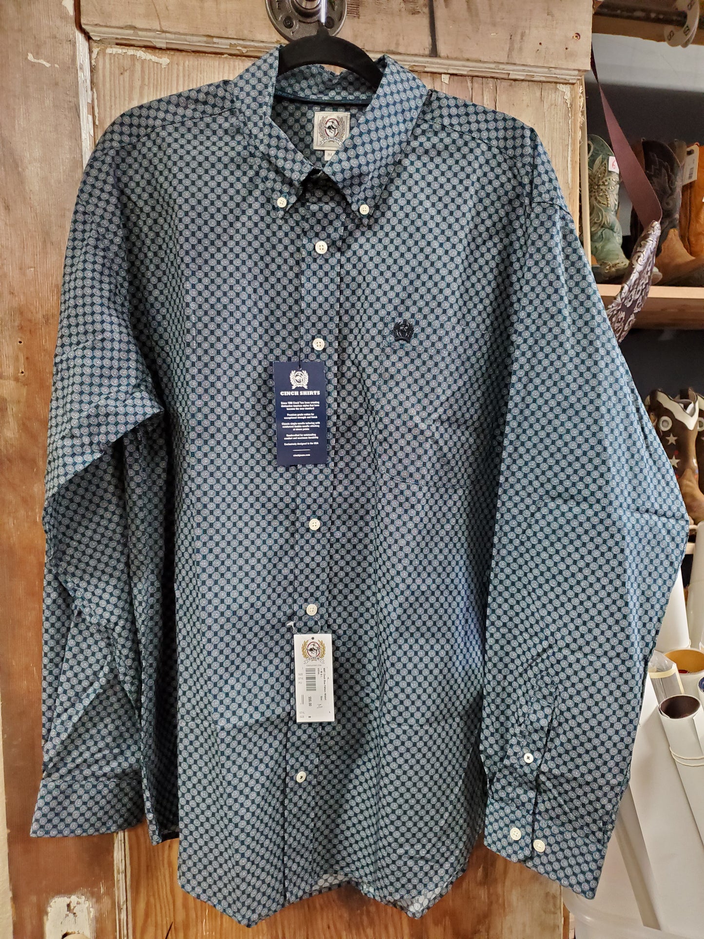 NWT Cinch Blue Pattern W/shirt - M & L