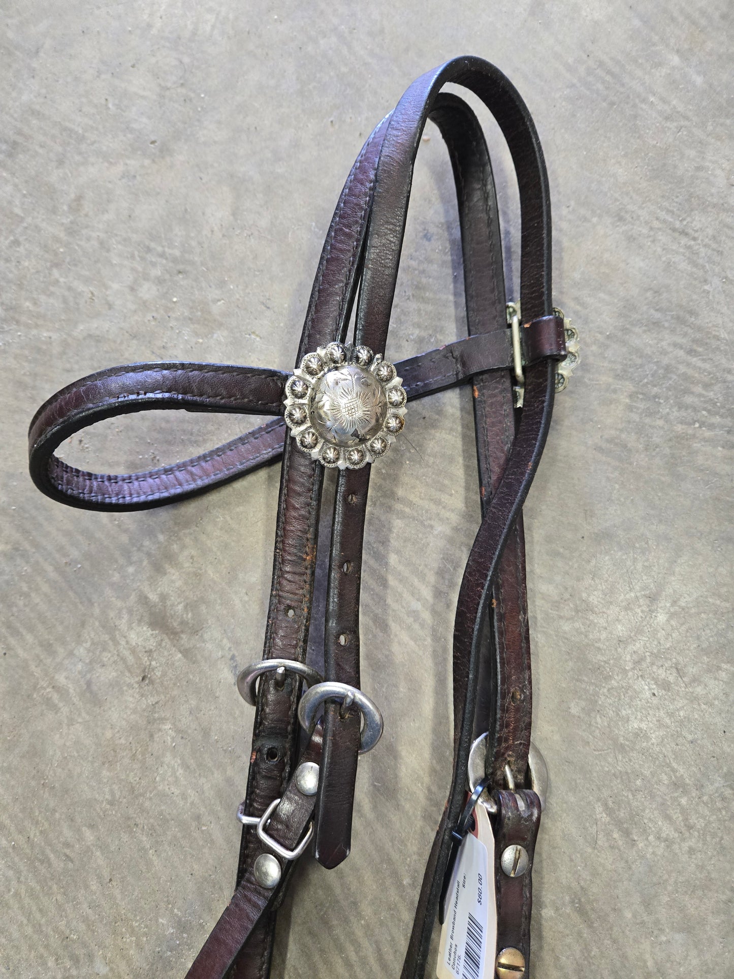 Leather Browband Headstall Conchos