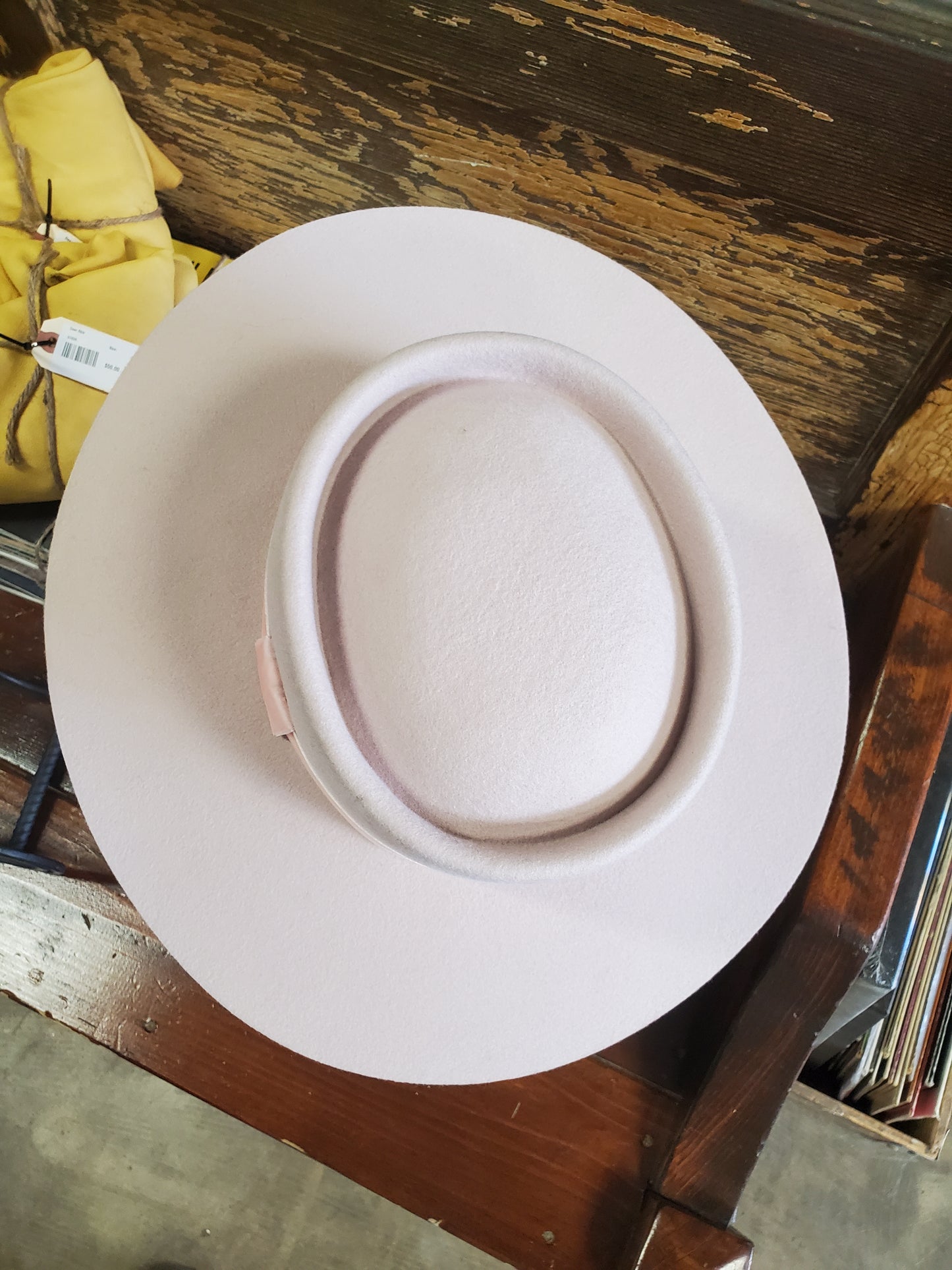 Wide Brim Wool Fedora Blush