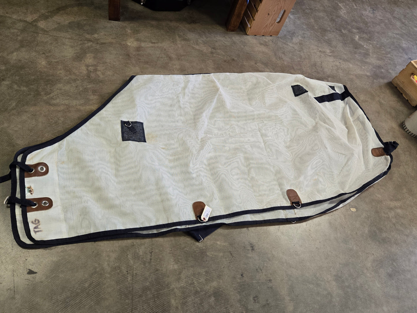 White Fly Sheet/ Navy Trim
