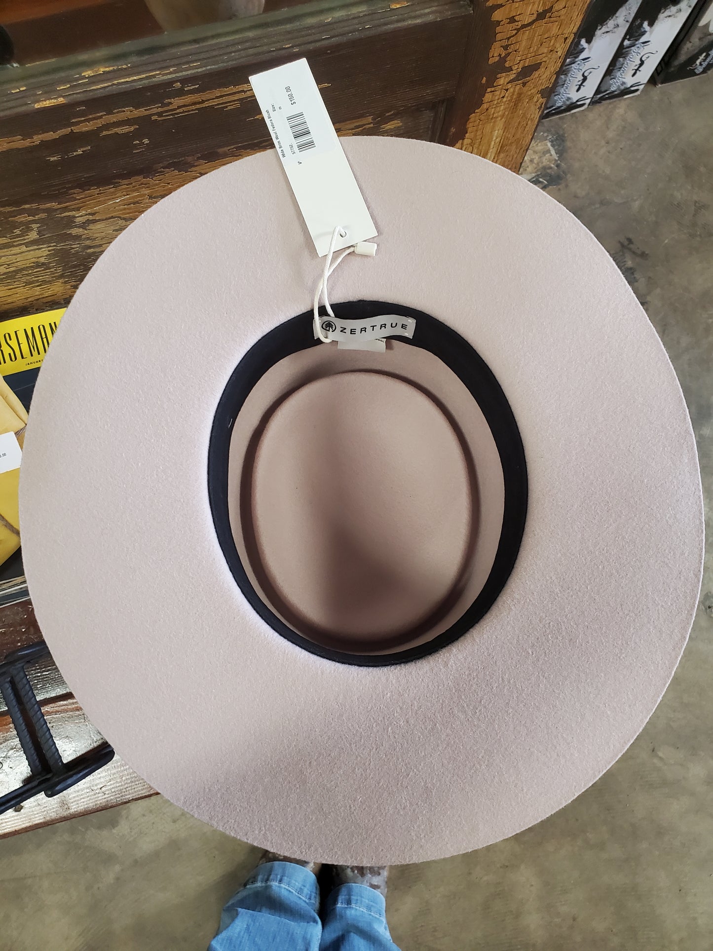 Wide Brim Wool Fedora Blush