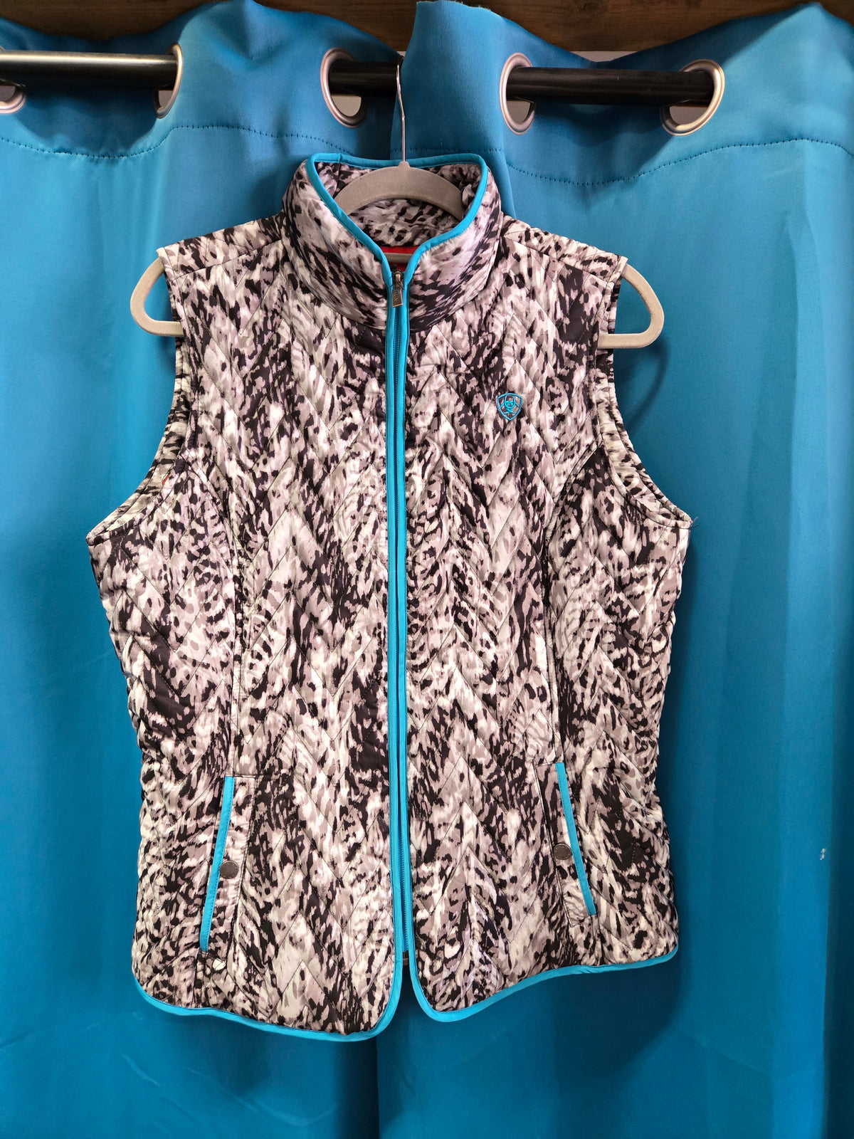 NEW Ariat Vest Grey- Turq. Piping