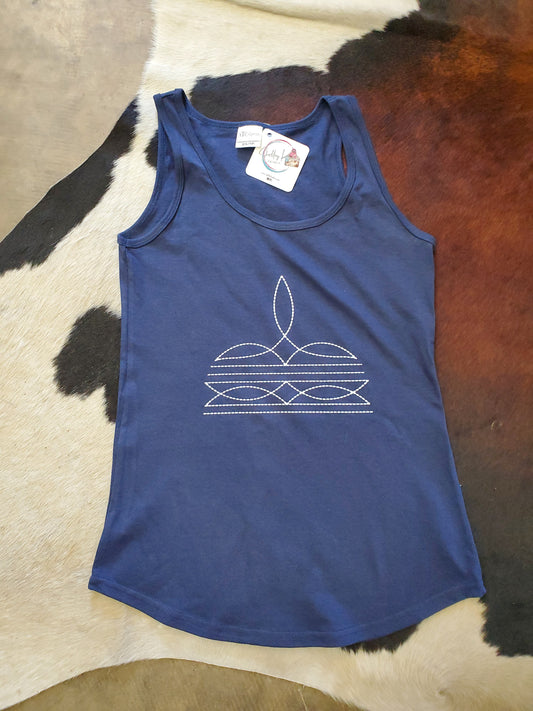 Navy "Boot Stitch" Tank