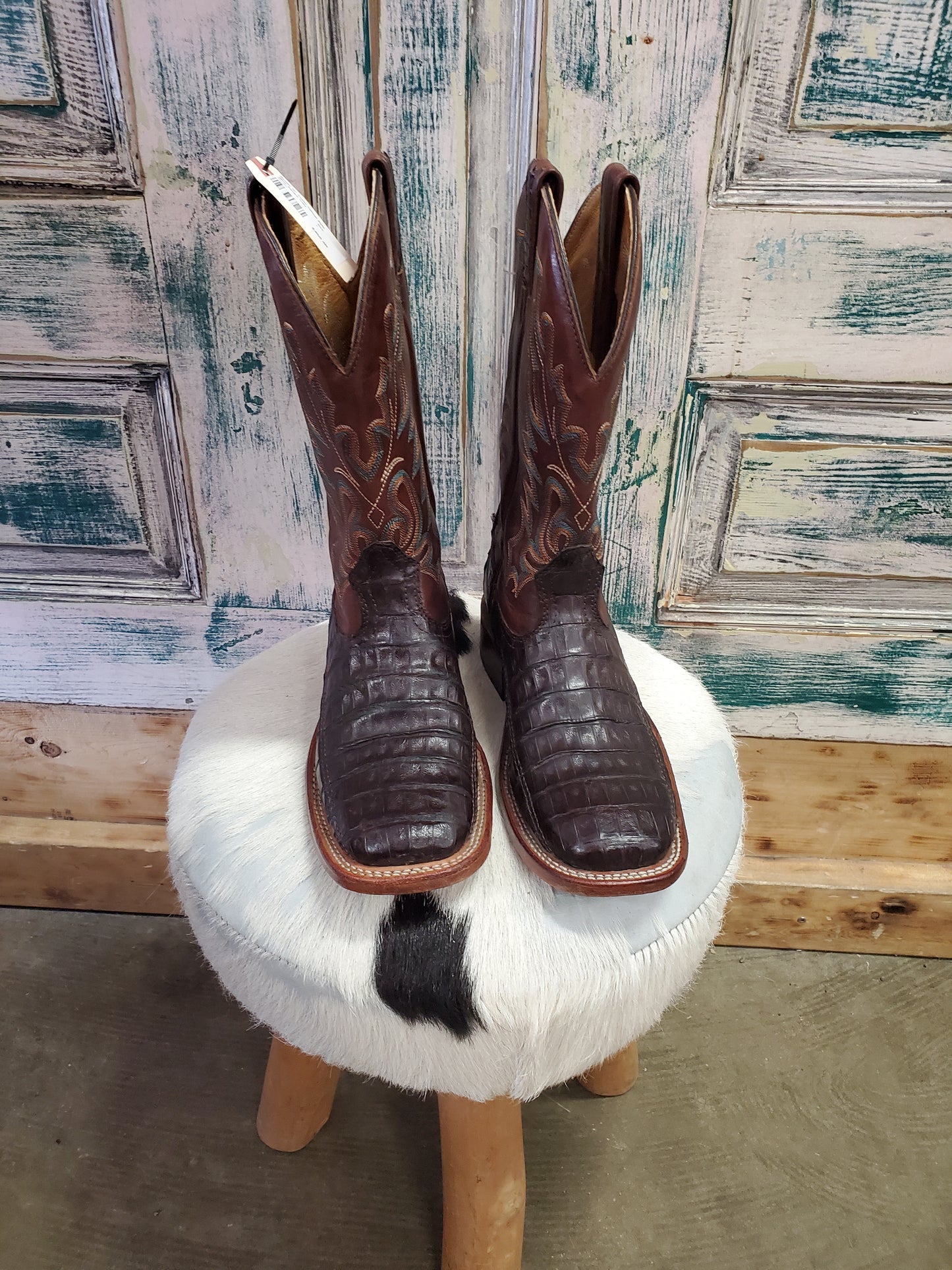 Boulet 12" Exotic Caiman Belly Wide Square Toes