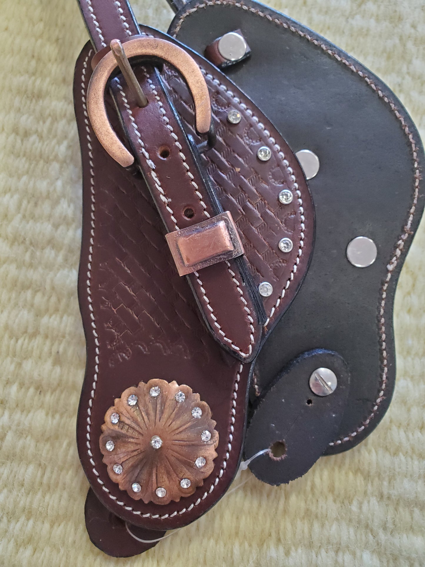 (NEW) Copper Concho Spur Straps