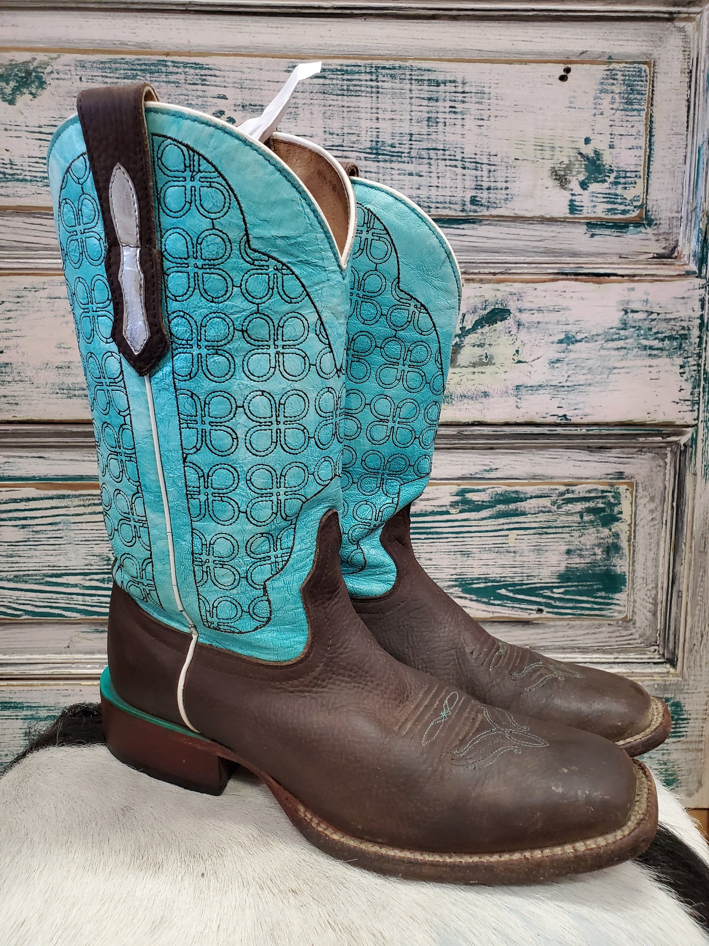 Teal Topped Square Toe sz.7.5 Ladies Boot