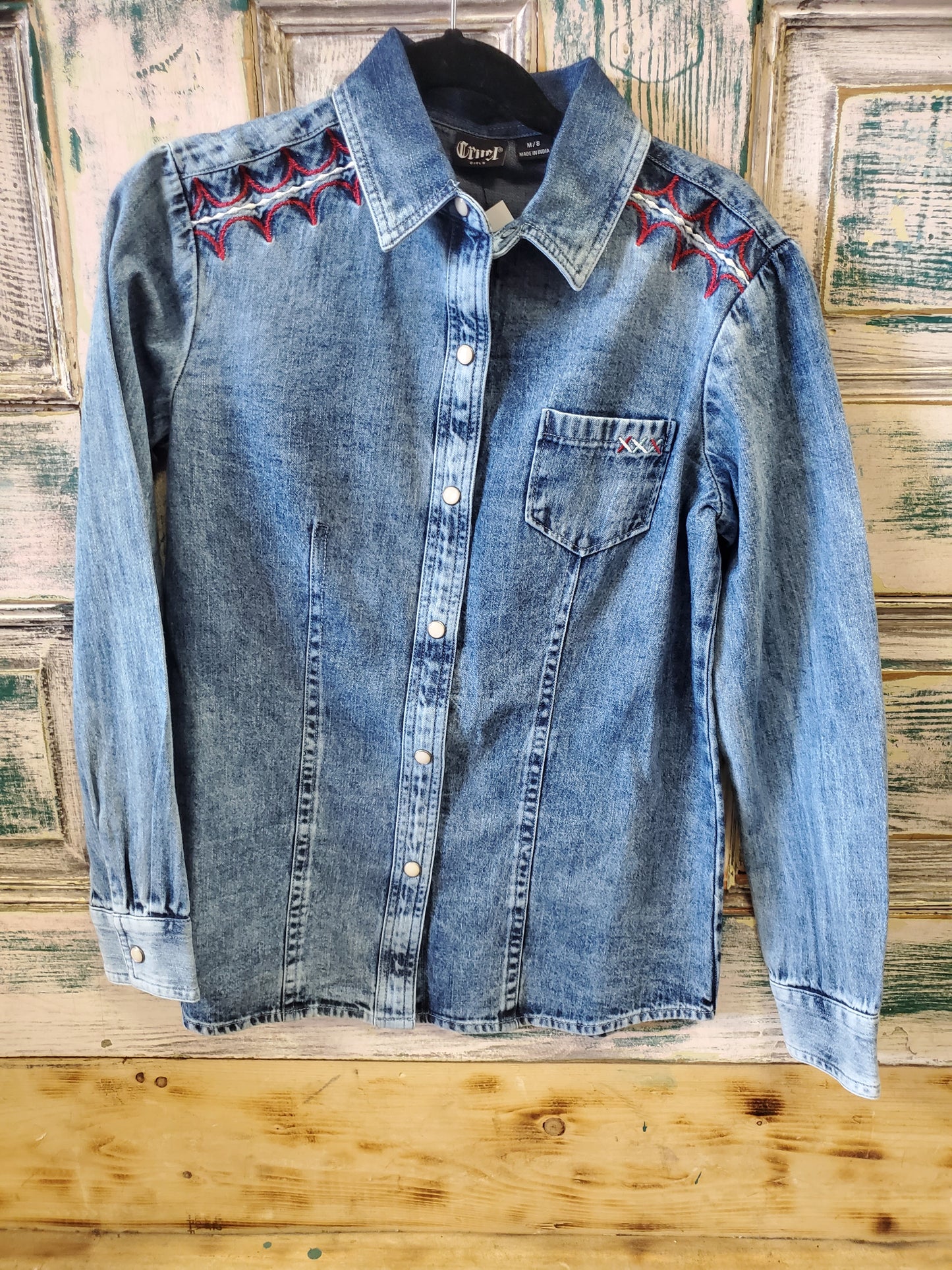 NEW Cruel Girl MEDIUM Blue Western Shirts