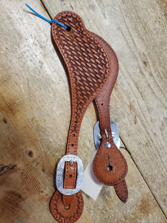 Fancy Buckle Basket Stamp Spur Strap