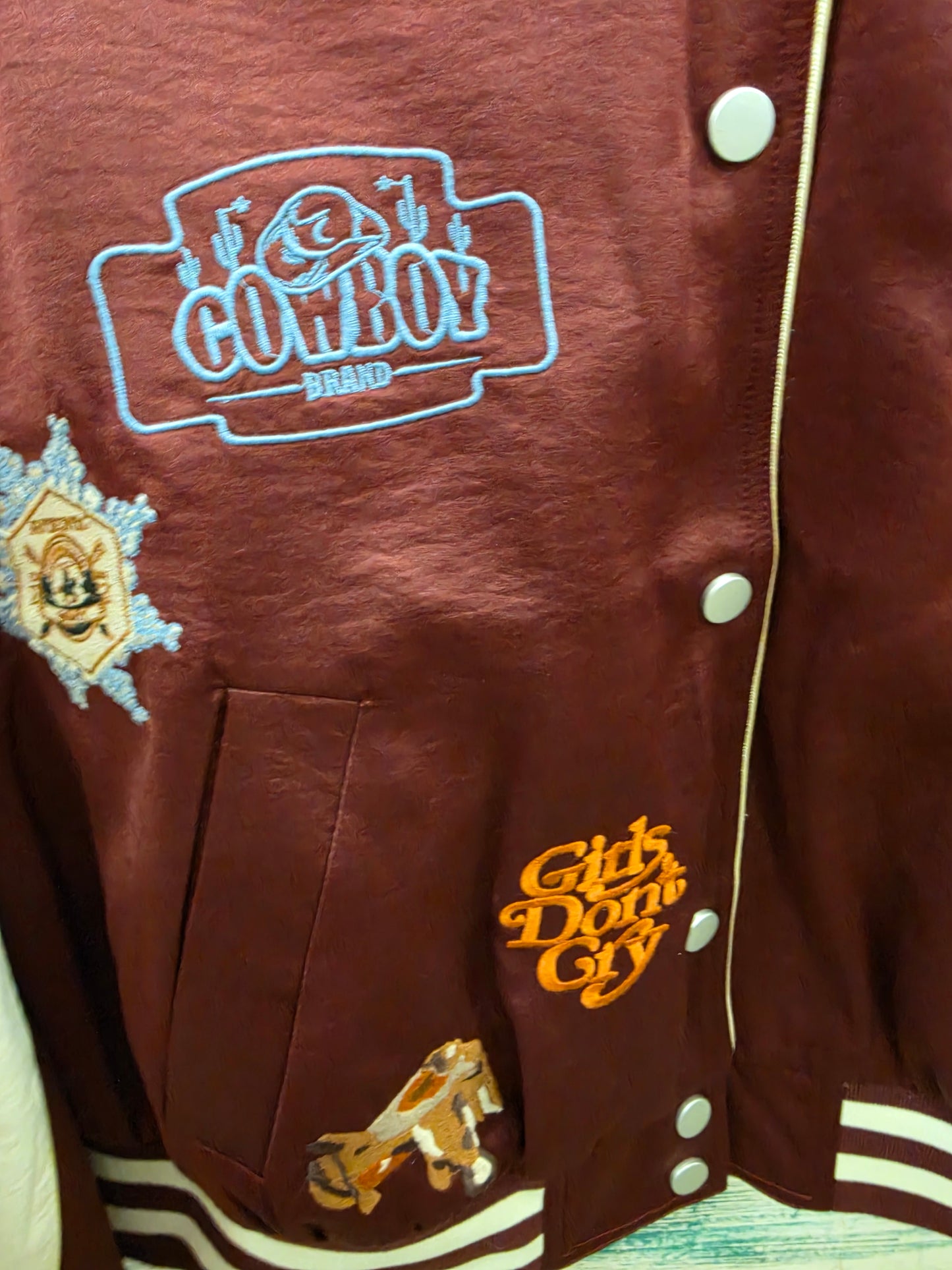 NEW Western Patch Satin Bomber