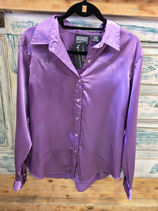 Ladies Purple Western Shirt w/Rhinestones