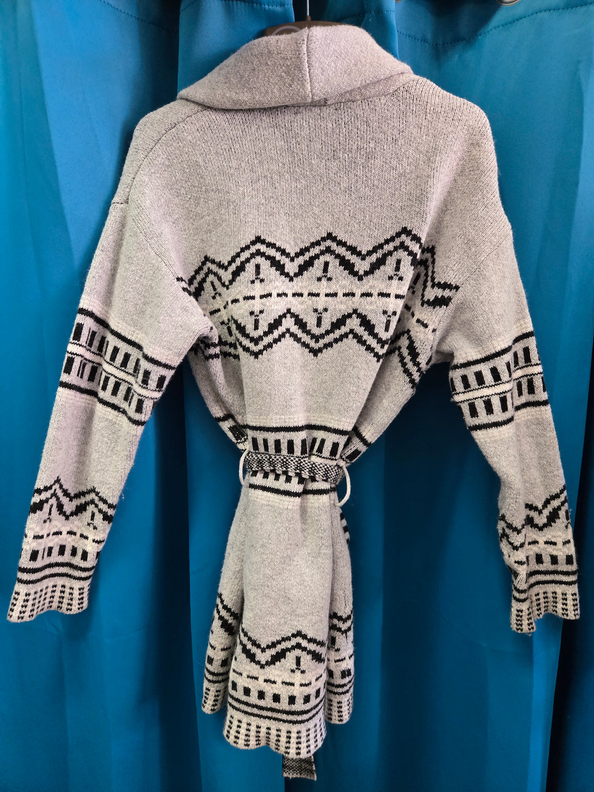 Grey Aztec Cardigan/Belted