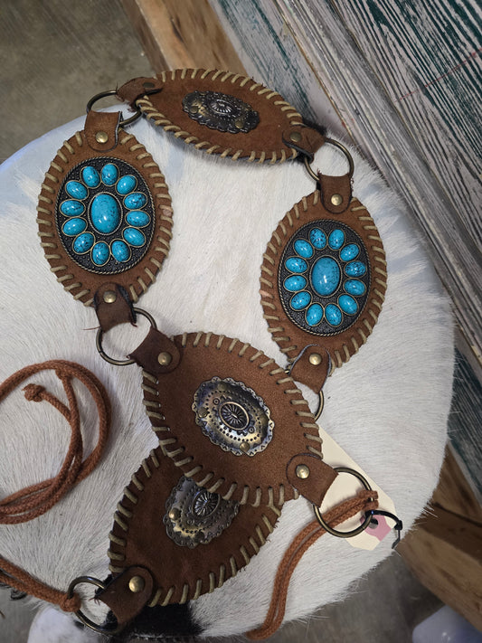 Tie On Belt/ Turq. & Concho                     Details