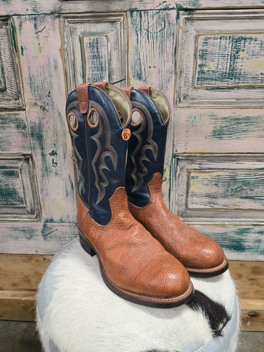 Mens Round Toe Boot/ Blue Tops