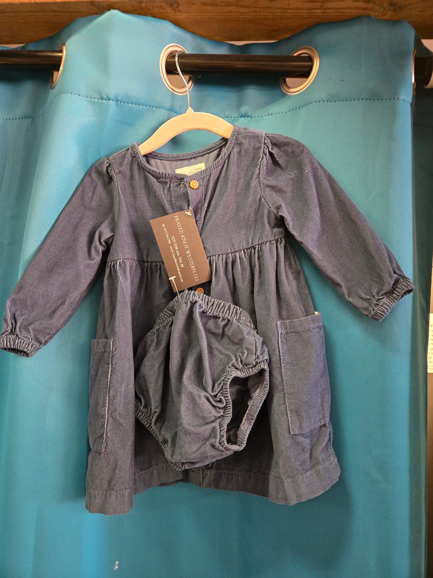 Blue Corduroy Dress/Diaper Cover