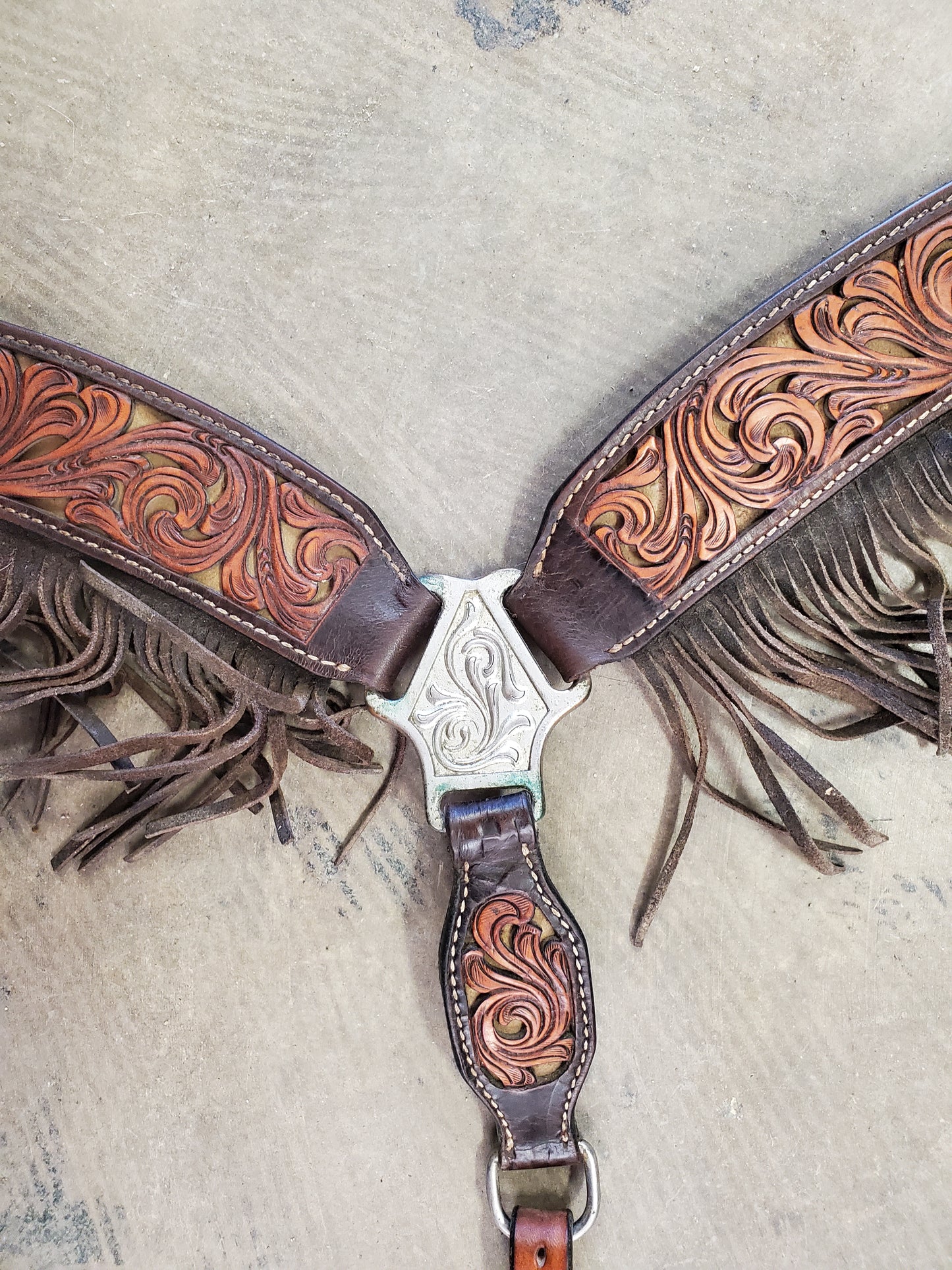 Carved Breast Collar w/Fringe