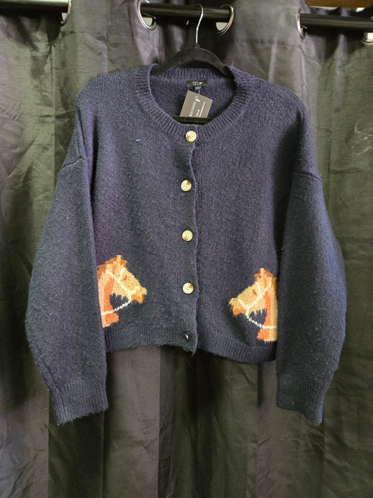 Navy Knit Horse Head Detail                          Sweater