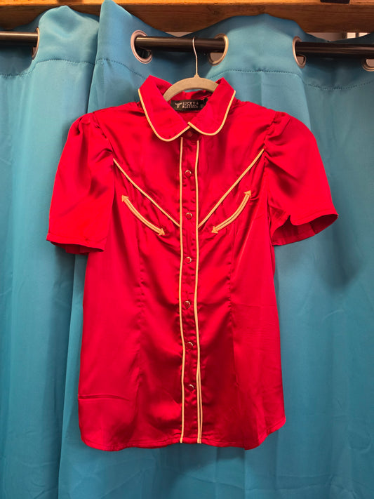 NEW Red Western Satin Blouse