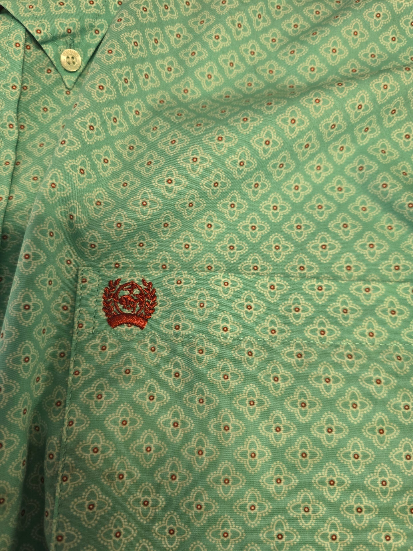 NEW Teal Print Cinch Shirt