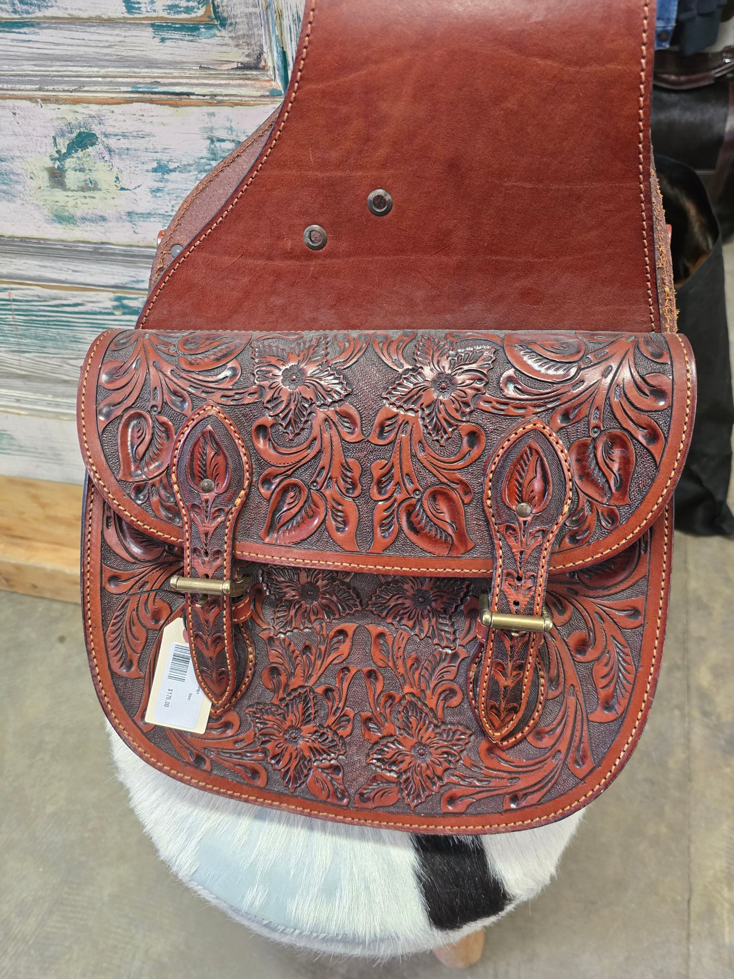Carved Leather Saddlebags