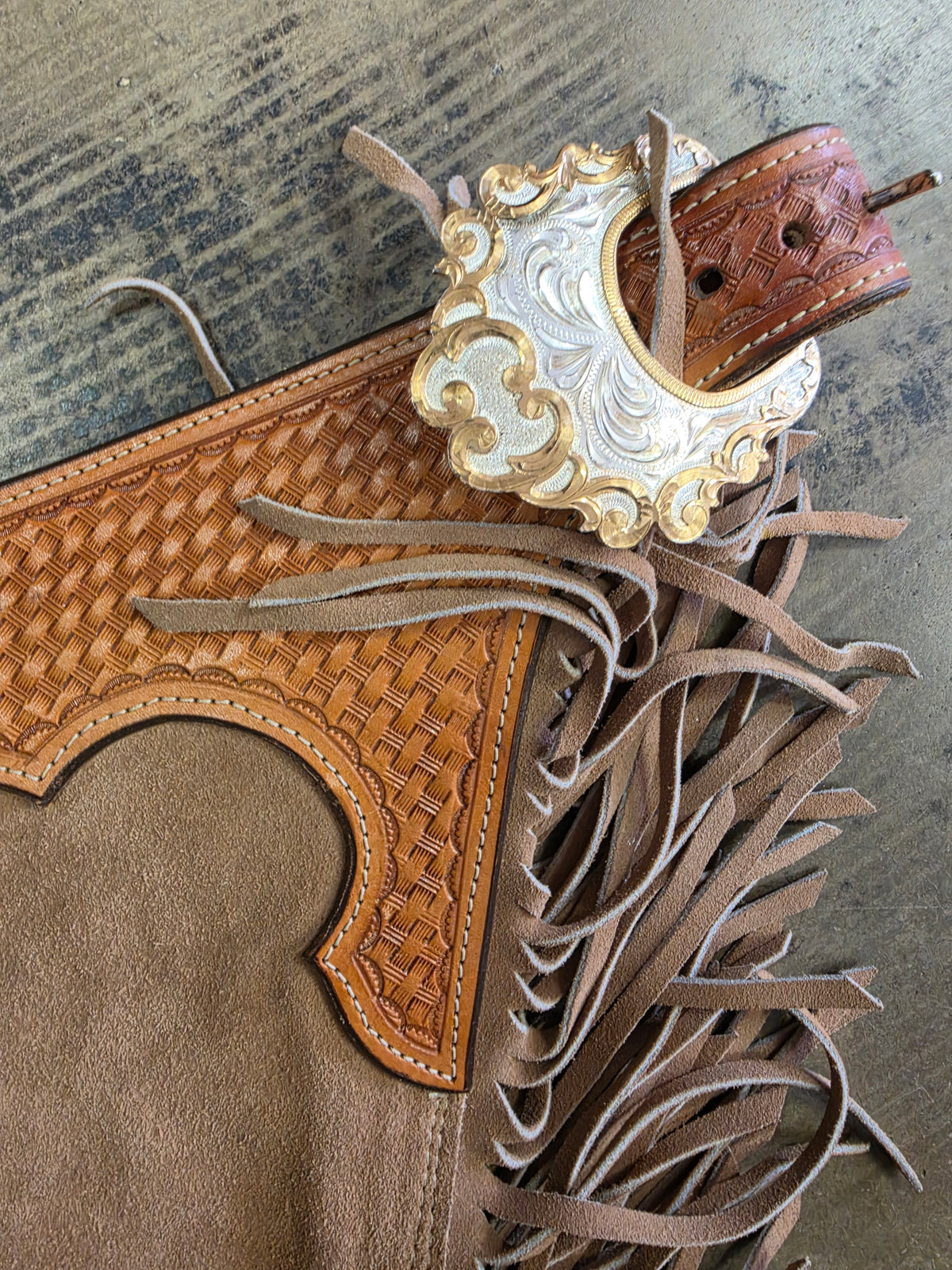 Dale Chevaz Basket Stamped Waist Chaps