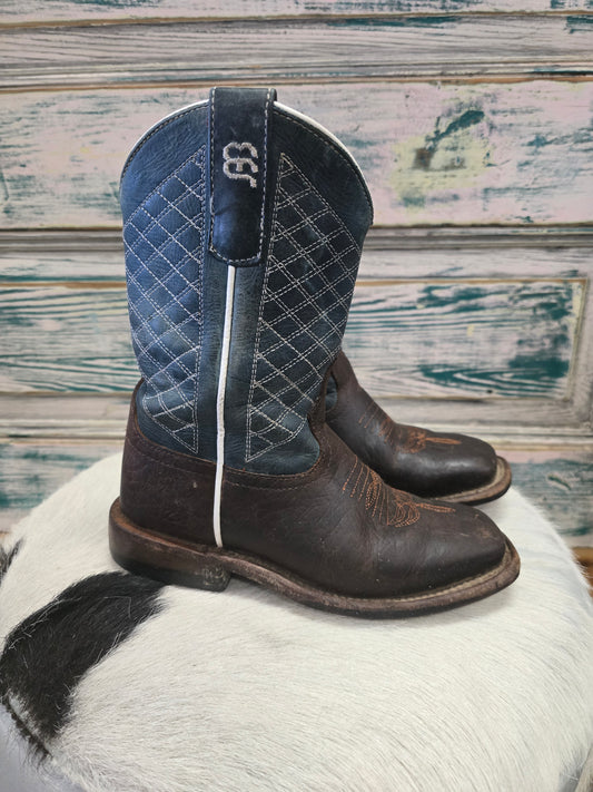 Kid's Blue Cris-Cross Top Boots