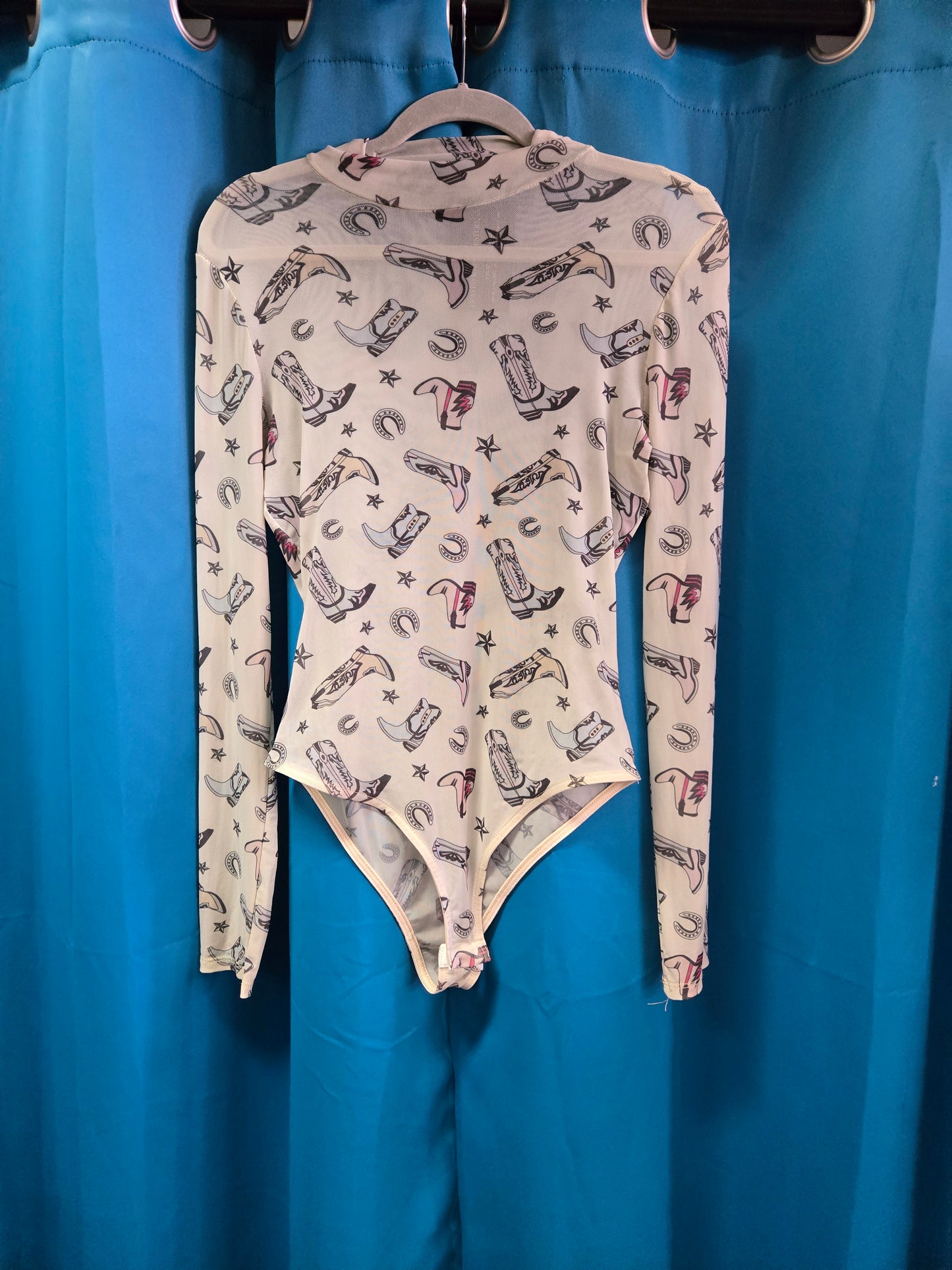 Mesh Boot Print Body Suit Top