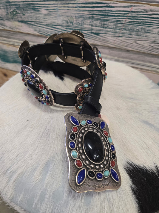 Concho Belt/ Multi Stones
