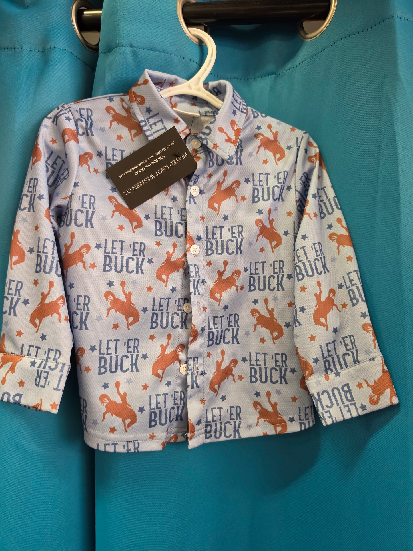 Blue Western Print Shirt...                       Let'r Buck