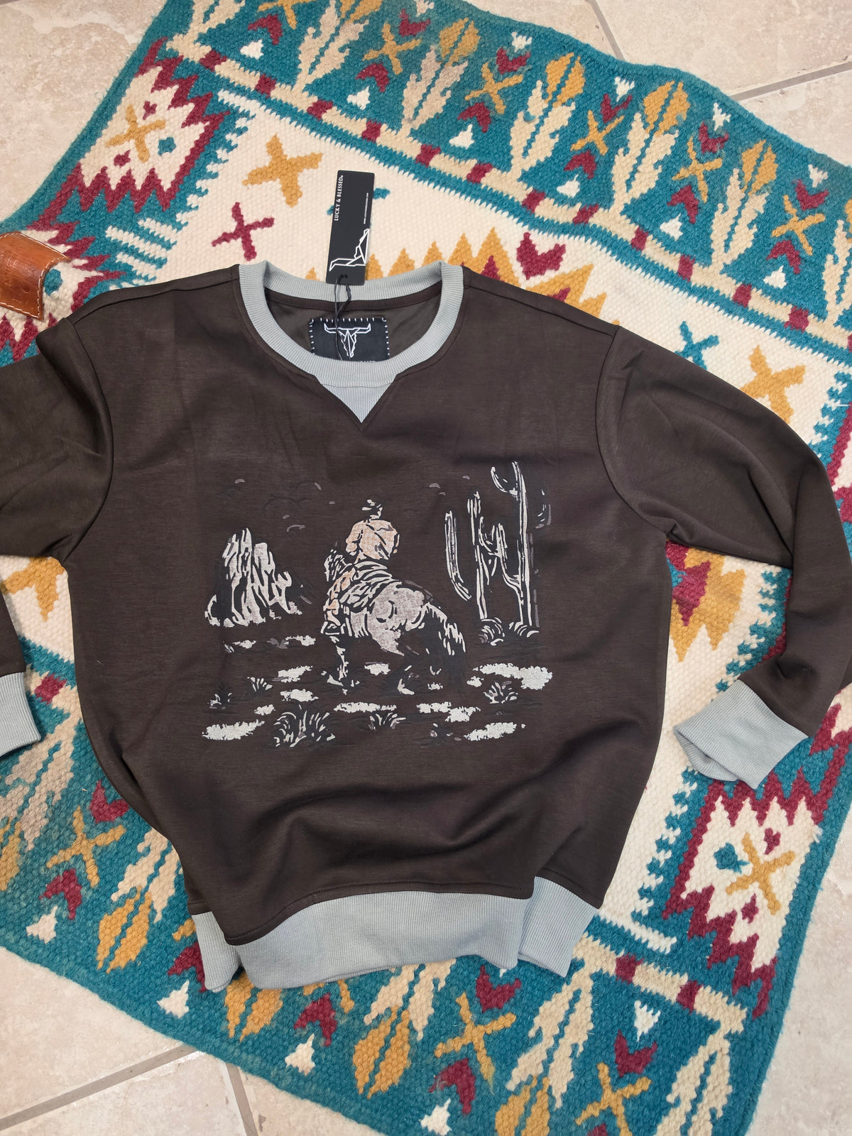 NEW Western Graphic Crewneck                       Dk. Brown