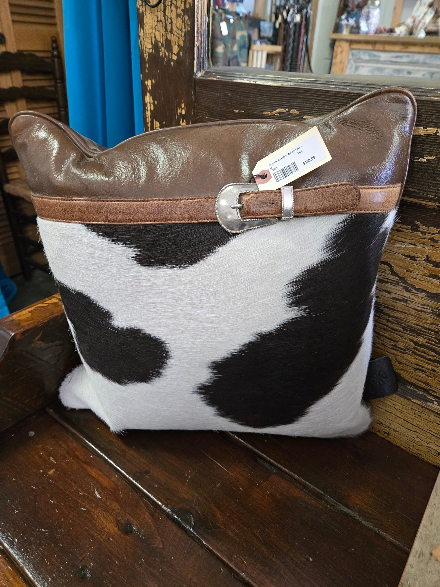 Cowhide & Leather Accent Pillow