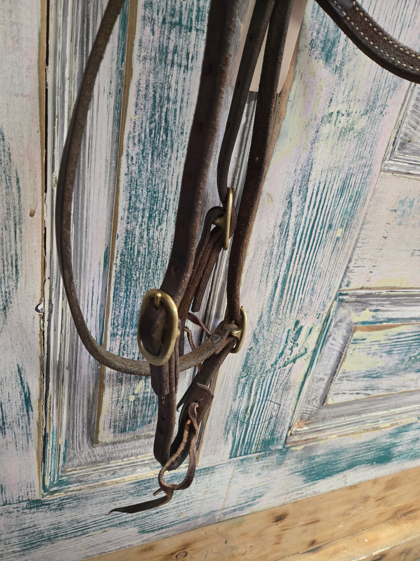 Leather Headstall/Brass Buckles
