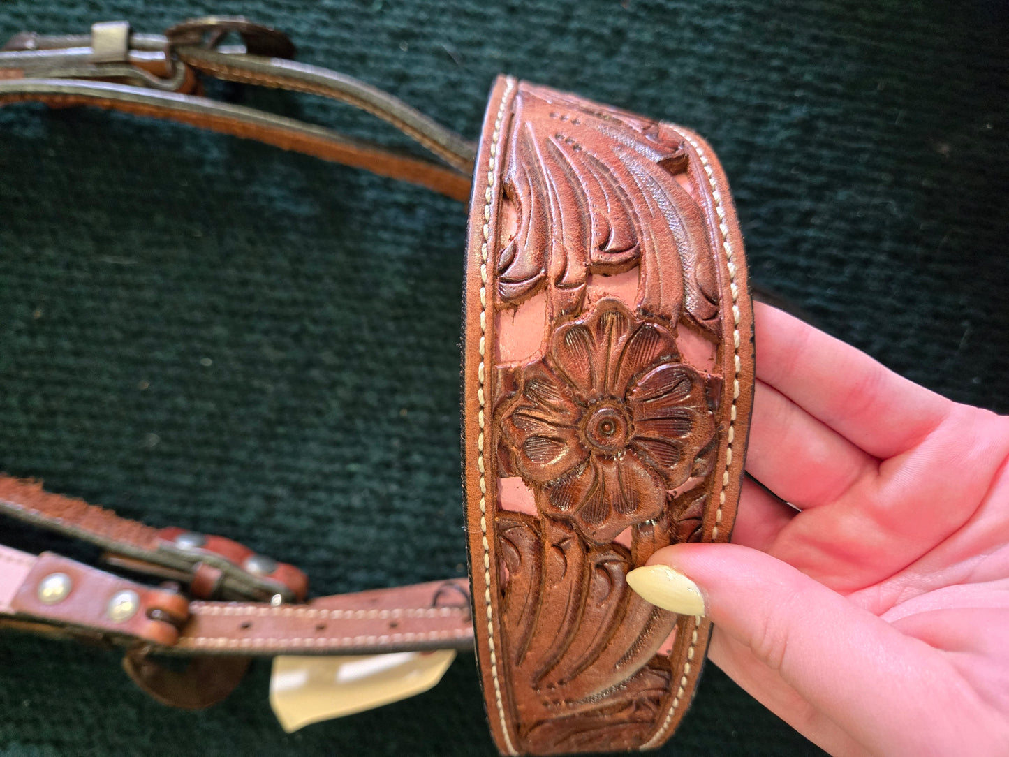 NEW Headstall /Carved Pink Inlay