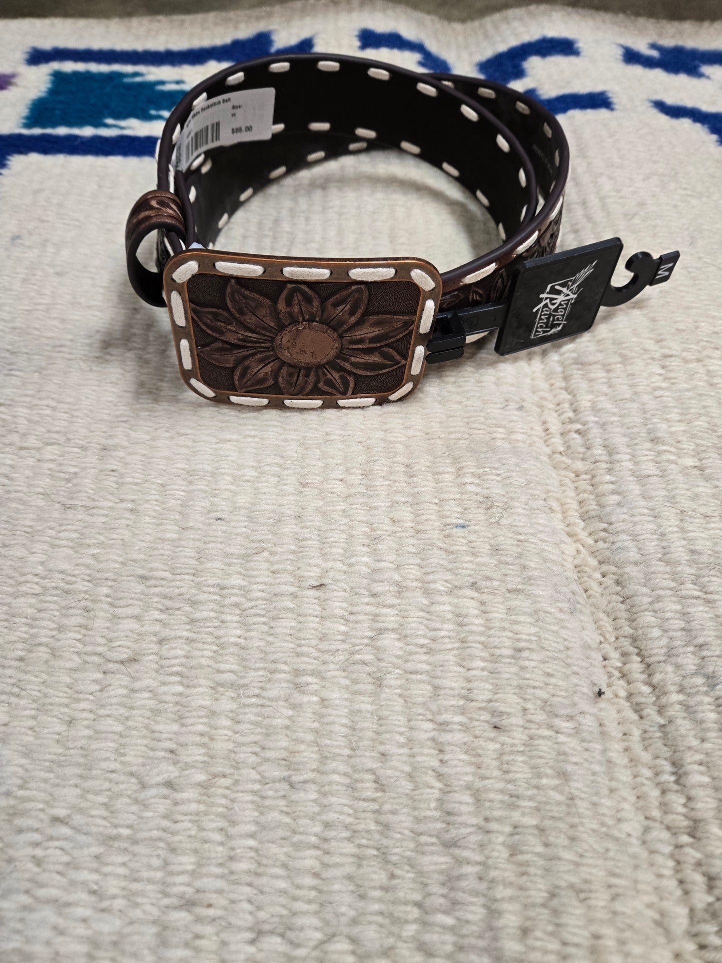 NEW White Buckstitch Belt