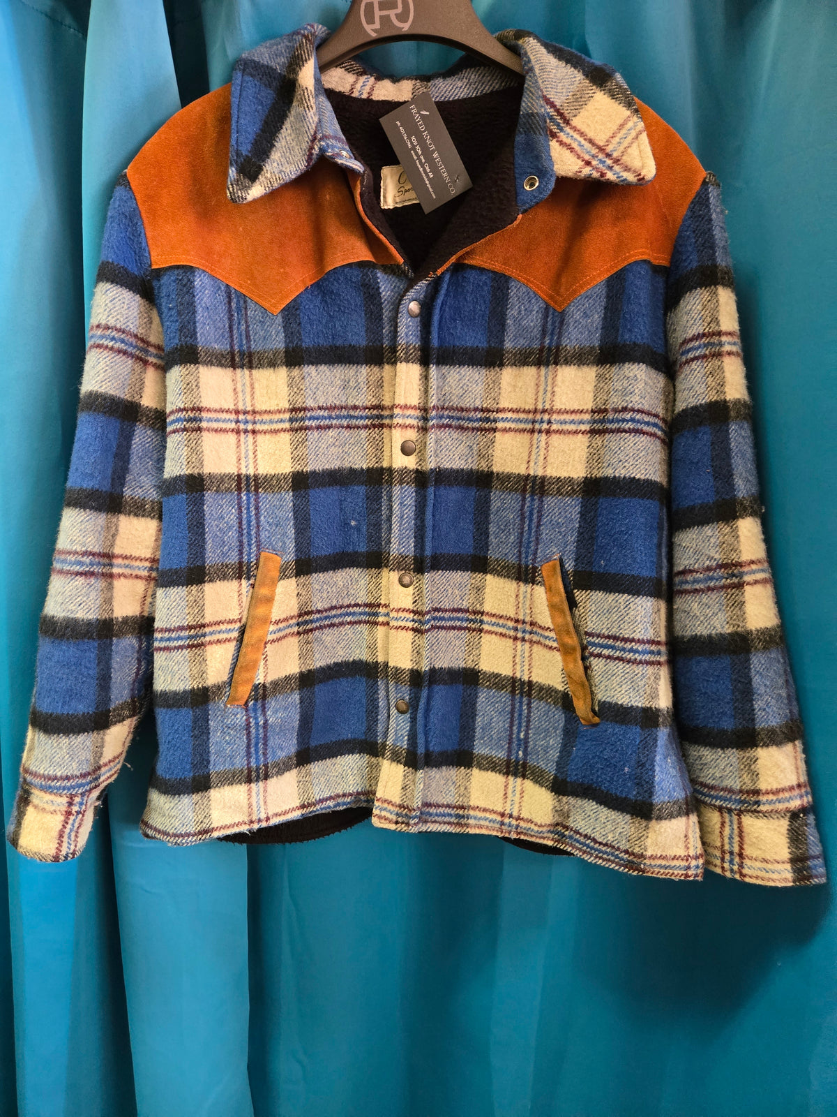 Vintage Plaid Jkt. Leather Trim