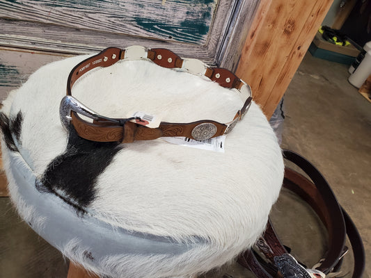 Concho Belt W/ Light Brown Leather