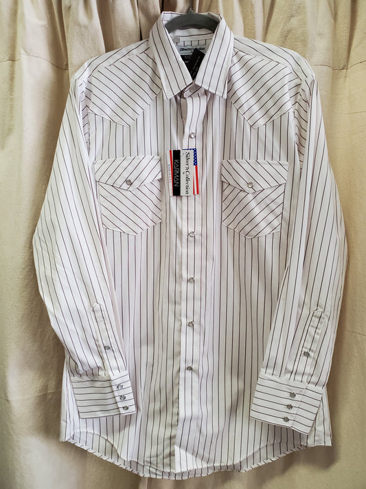 Men's Vintage Striped Pearl Snap