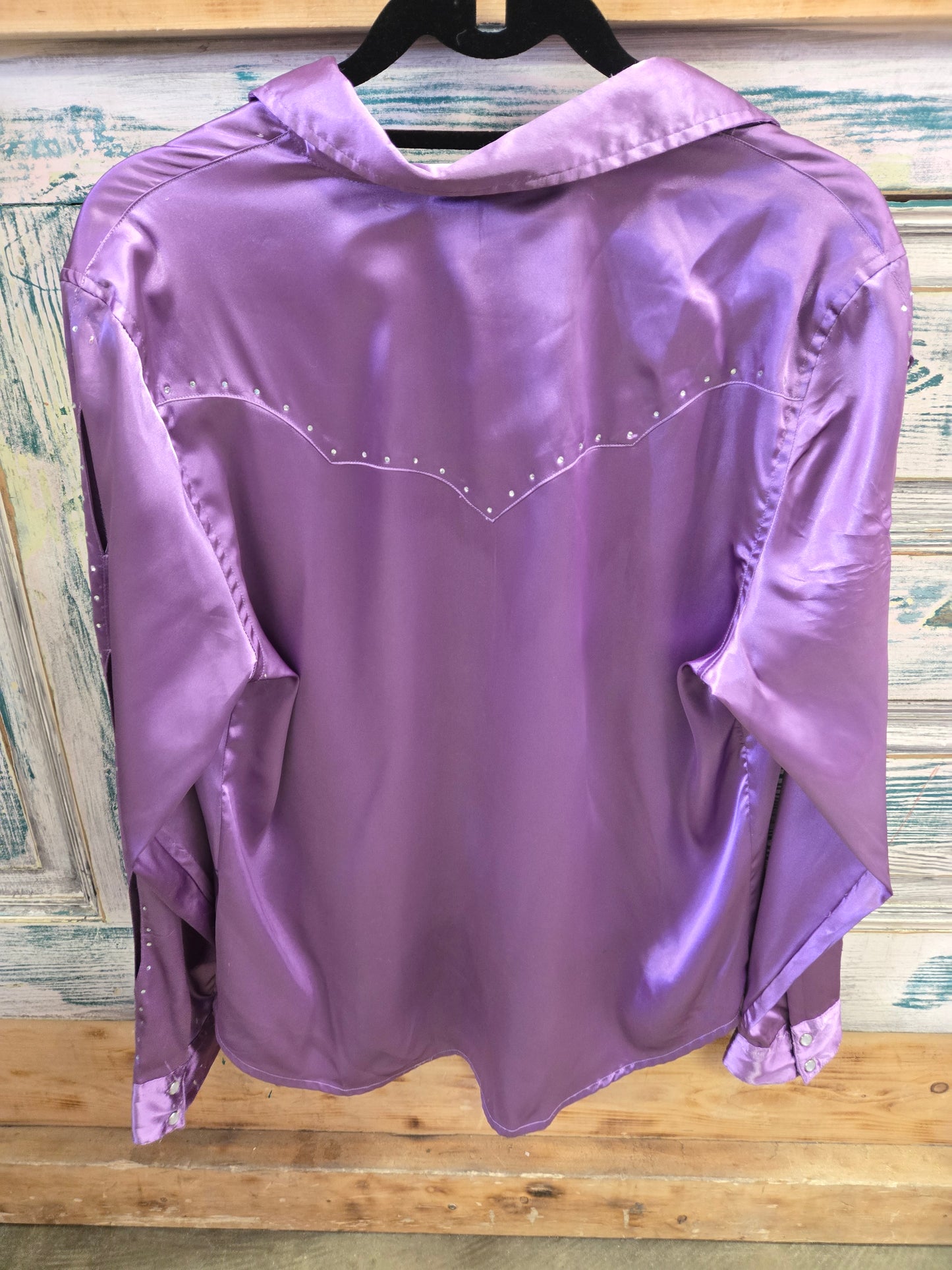 Ladies Purple Western Shirt w/Rhinestones