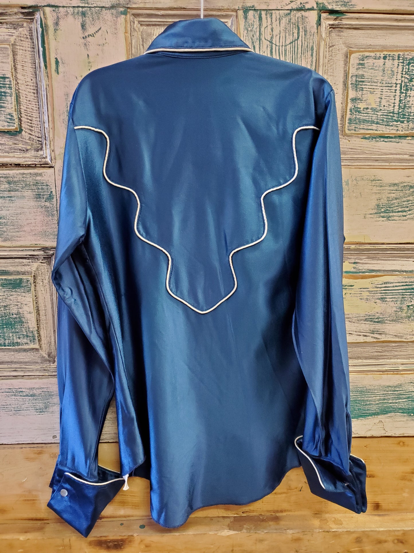 Blue Satin Vintage Ladies Shirt