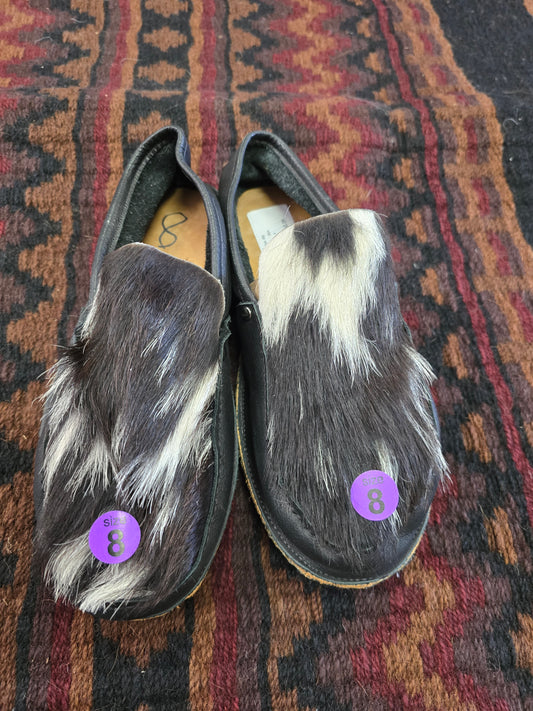 Black/White Hair on Hide Slip Ons