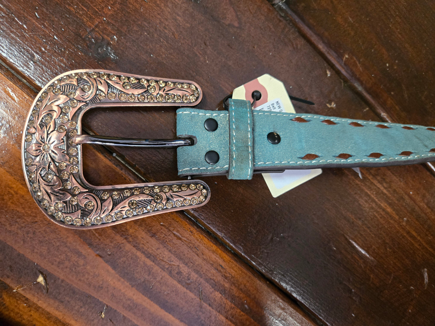NEW Green Suede Buckstitched                            Belt