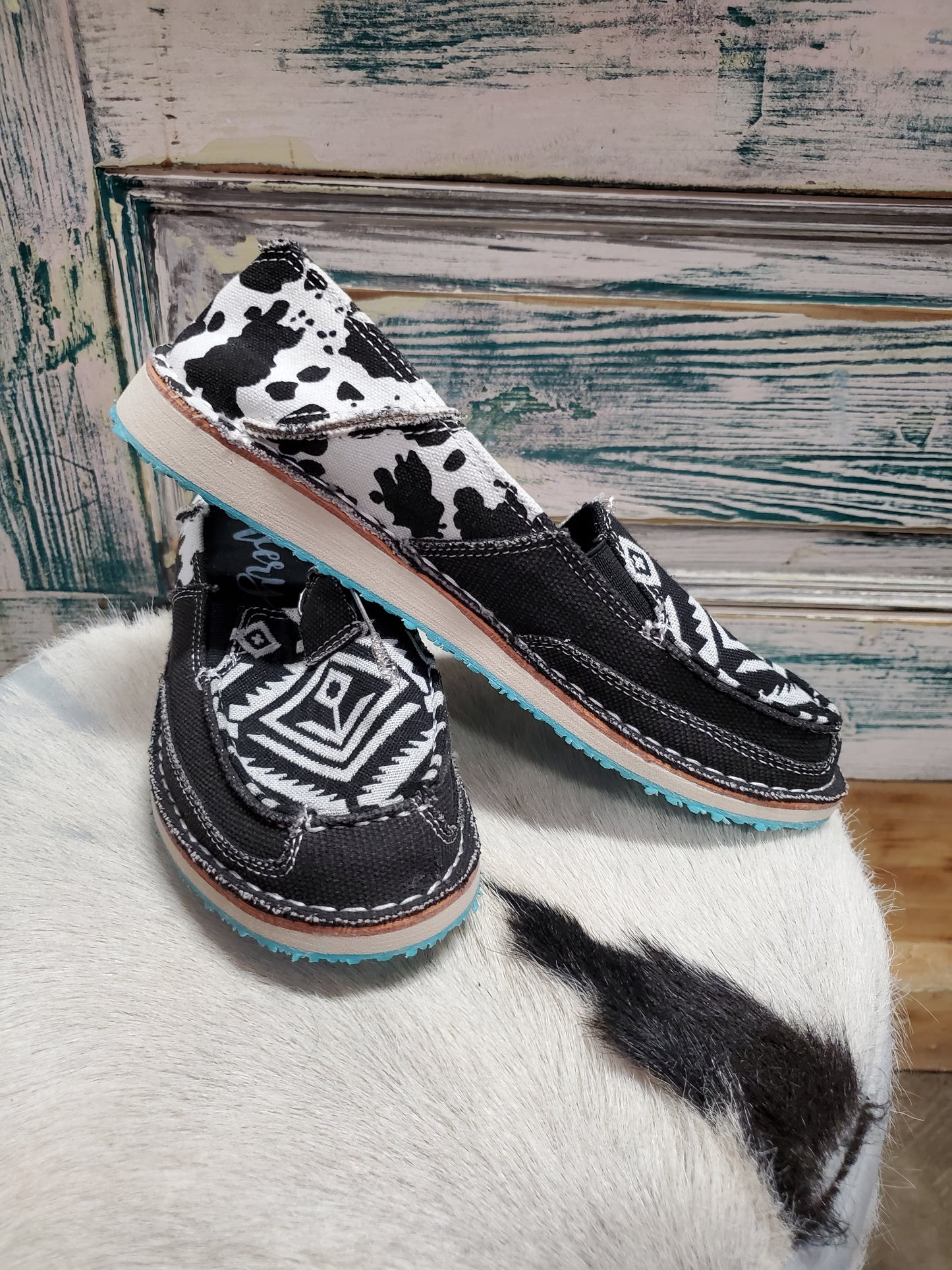Cow Print & Aztec Loafer Shoes