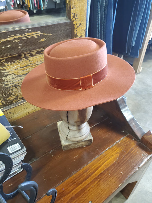 Wide Brim Wool Fedora Rust