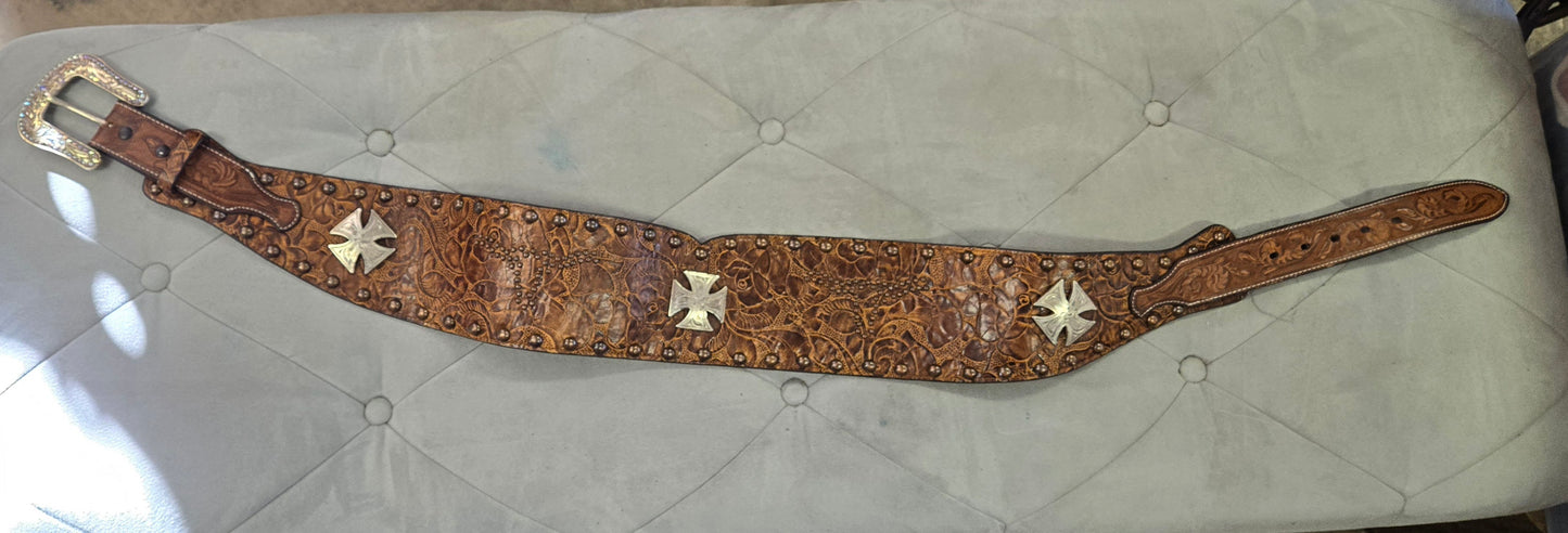 Carved Wide Fashion Western Belt