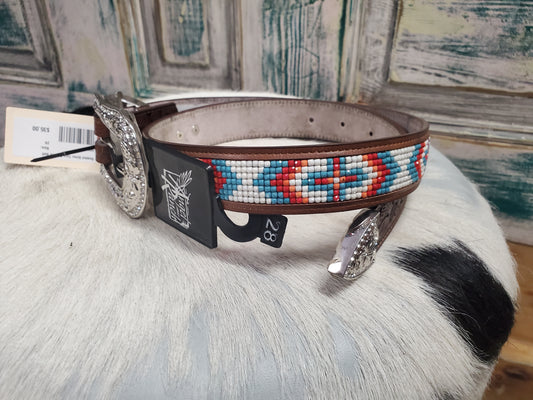 Beaded Aztec Turq Concho Belt