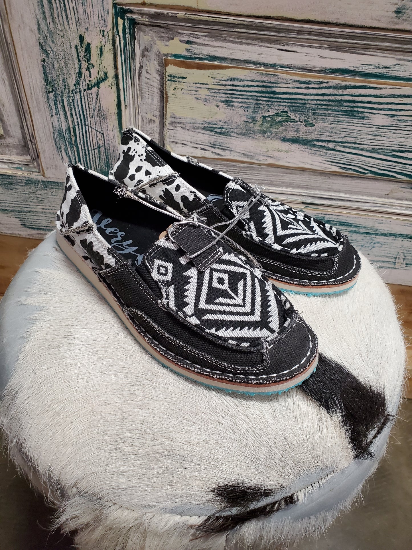 Cow Print & Aztec Loafer Shoes