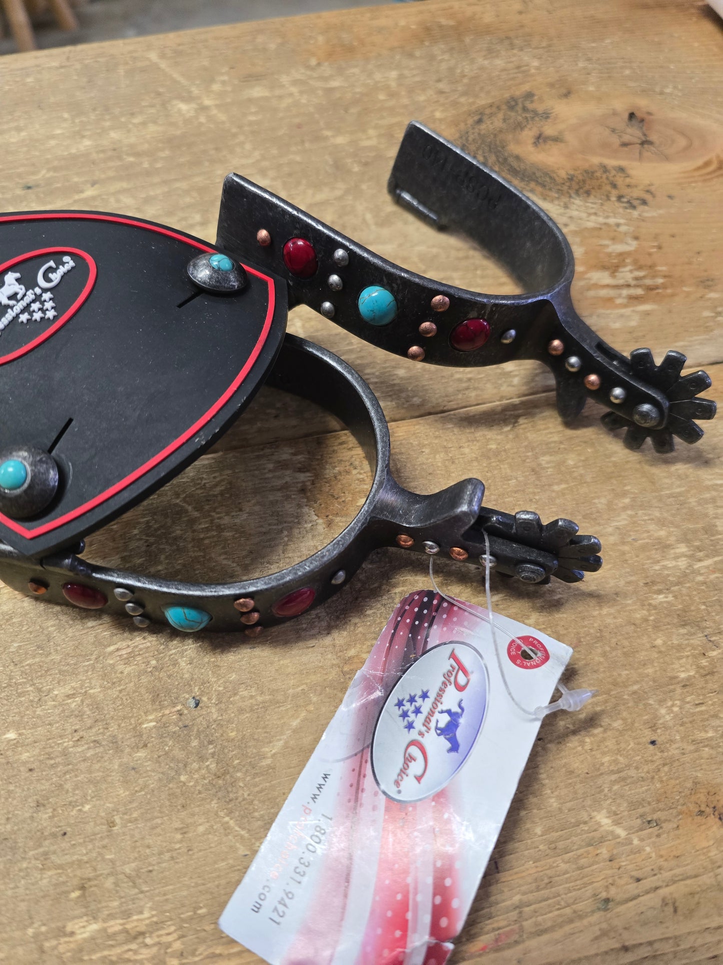 NEW Red-Teal Dot Spurs