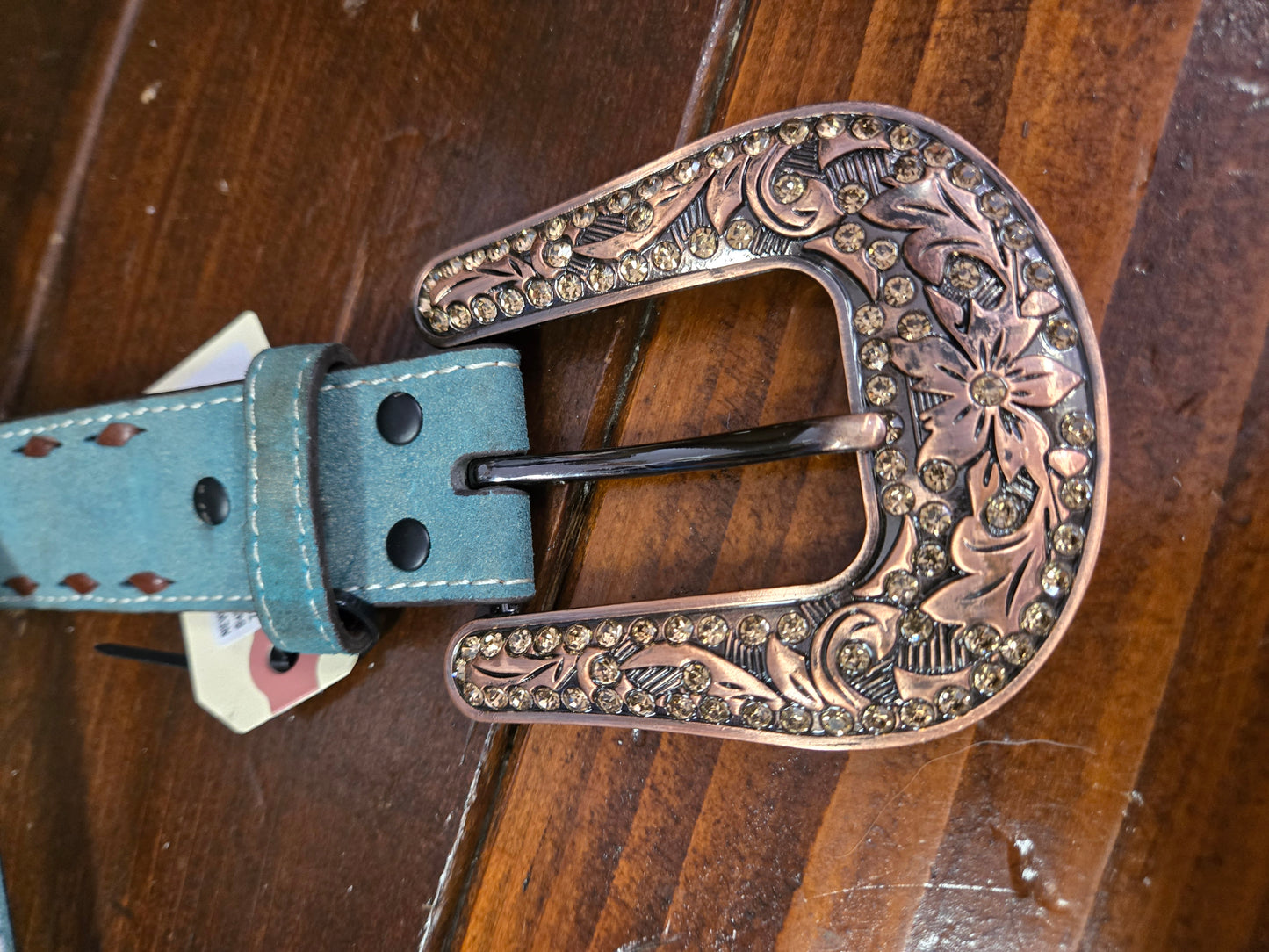 NEW Green Suede Buckstitched                            Belt